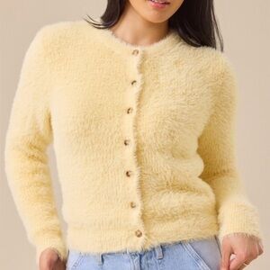 Altar'd State Fuzzy Yellow Cardigan